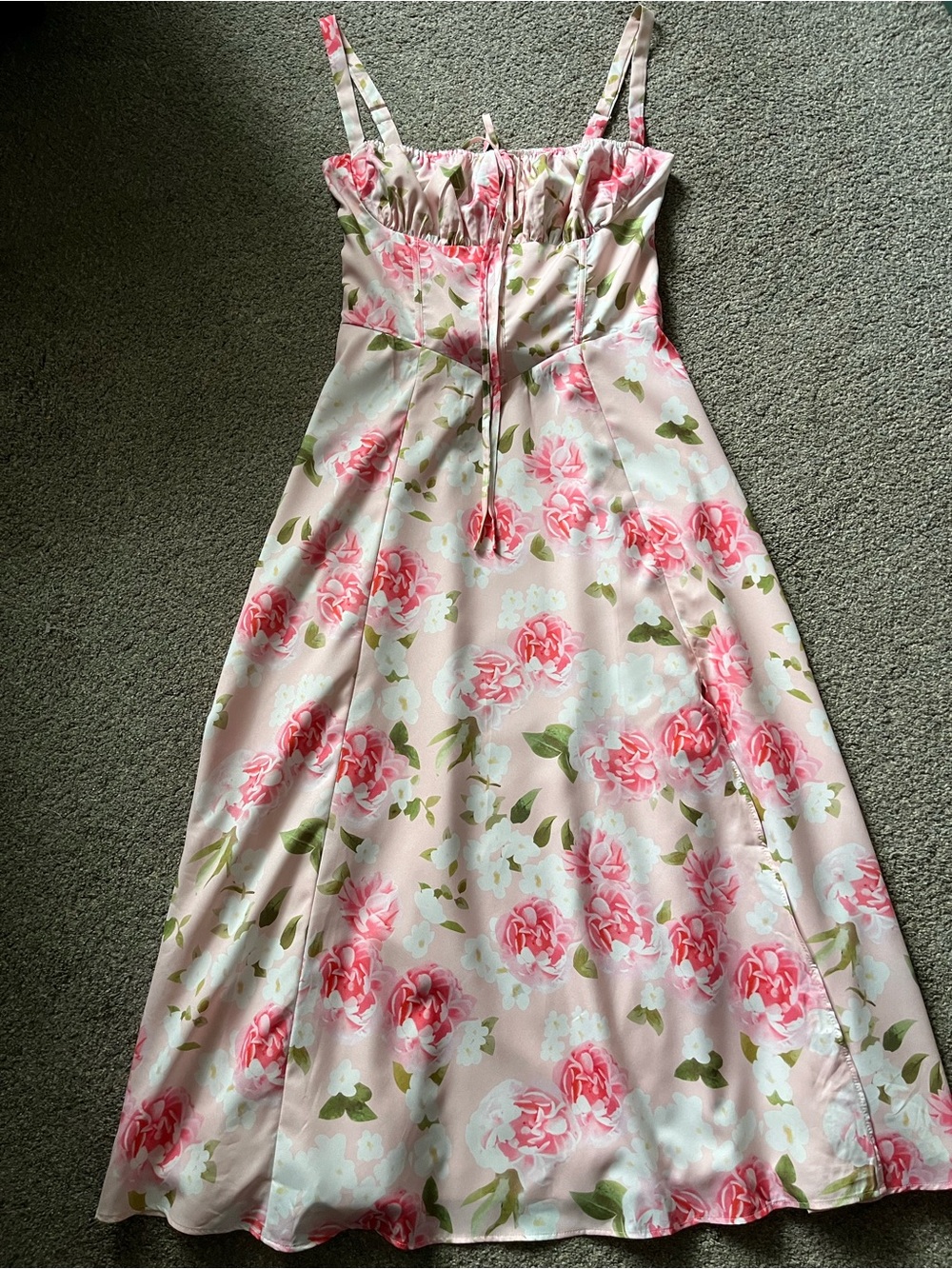 NWOT Corseted Pink Floral Summer Dress (L)